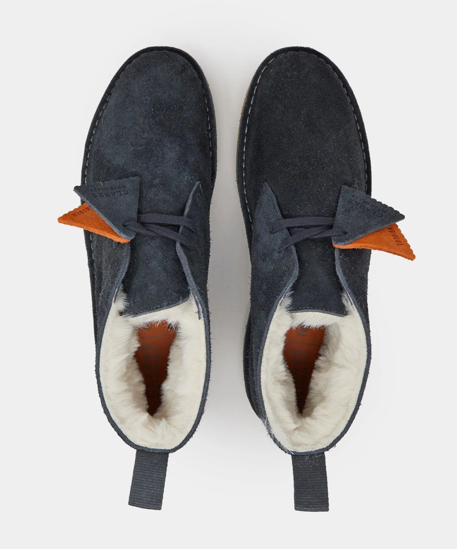 Todd Snyder X Clarks Shearling Desert Boot in Navy