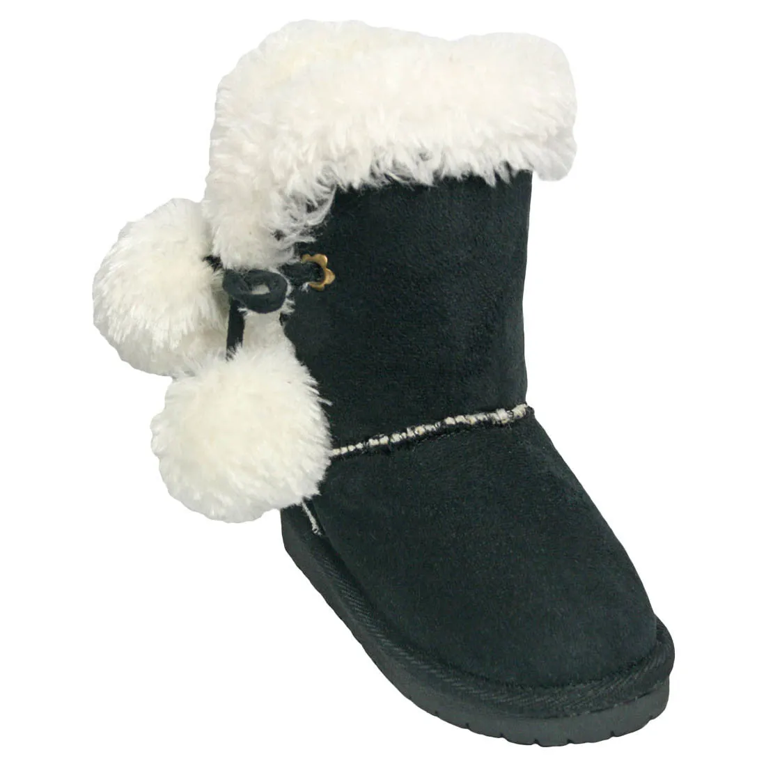 Toddlers' Side Tie Microfiber Boots - Black