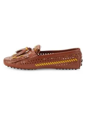 Tod's
 Fringe Tassel Leather Driving Loafers