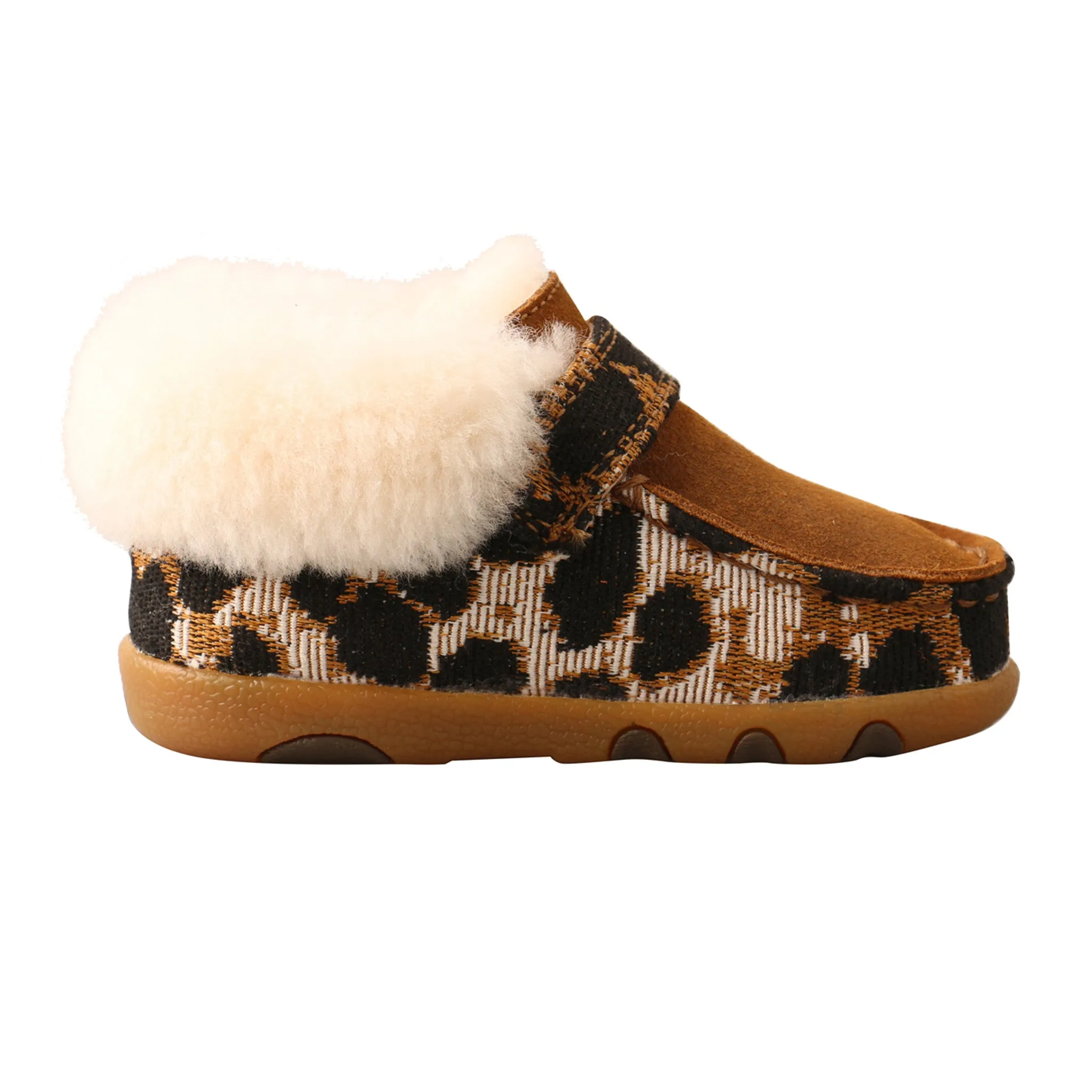 Twisted X Infant Leopard Print Sherpa Lined Driving Moc