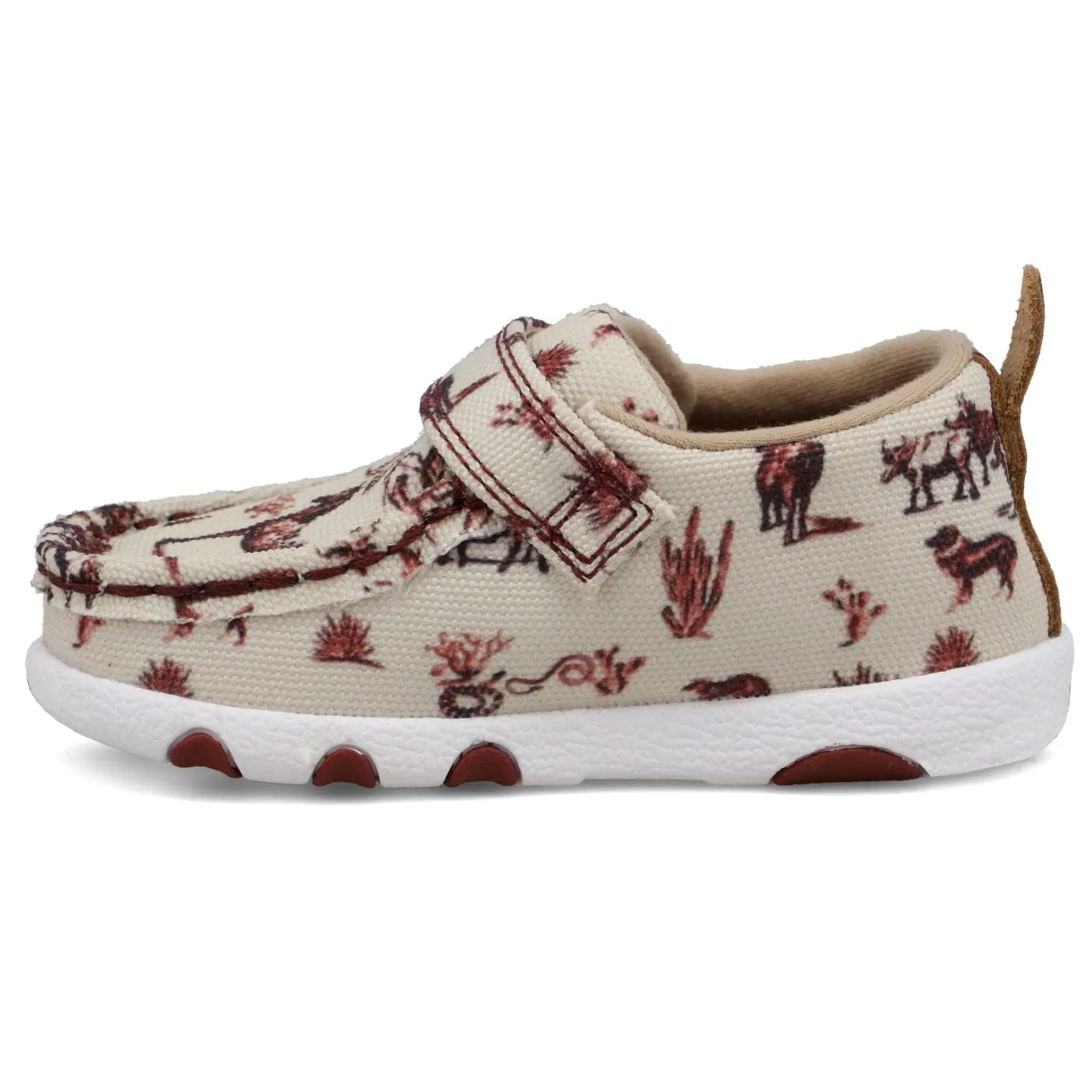 Twisted X Infant Maroon & Ivory Driving Moc Shoe ICA0028