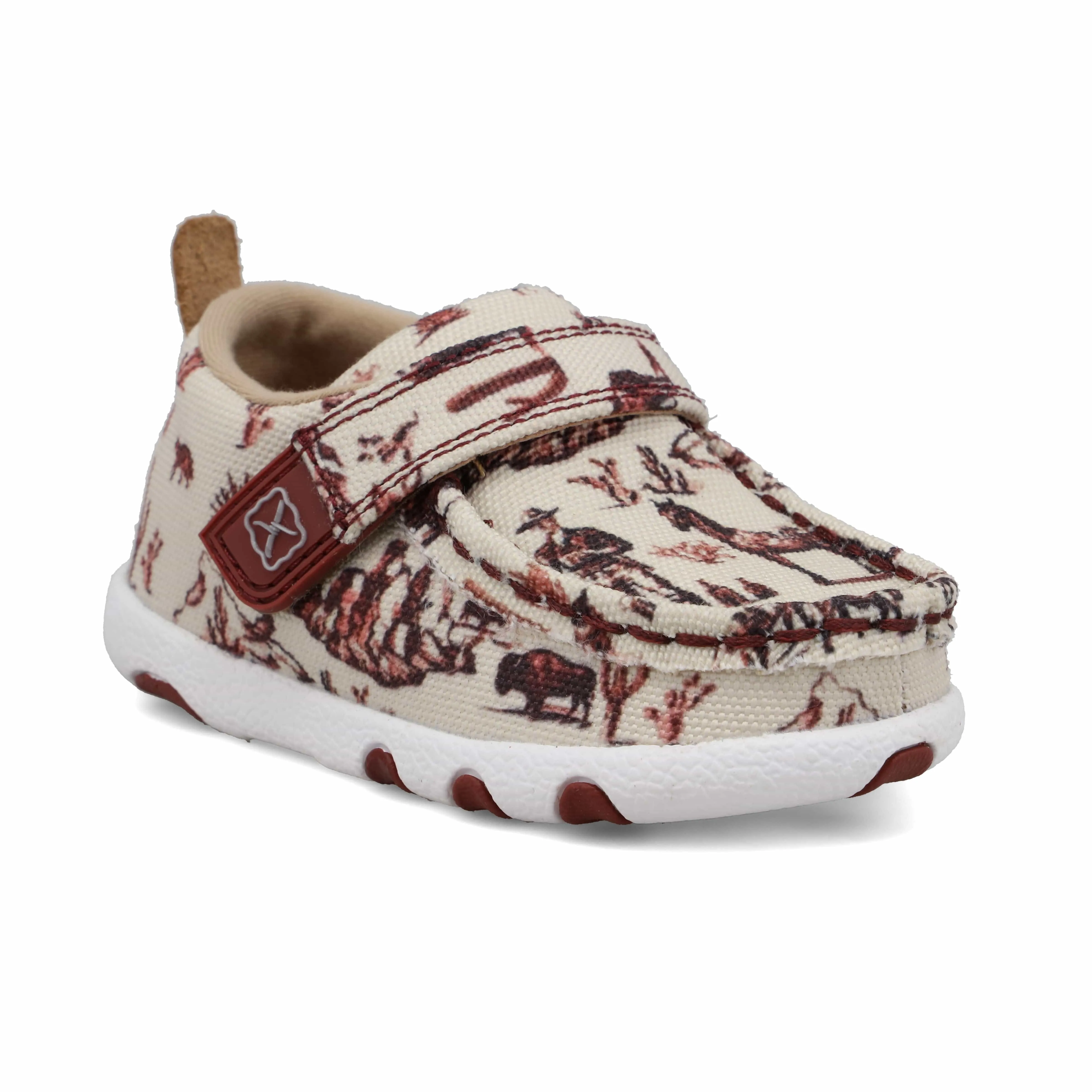 Twisted X Infant Maroon & Ivory Driving Moc Shoe ICA0028