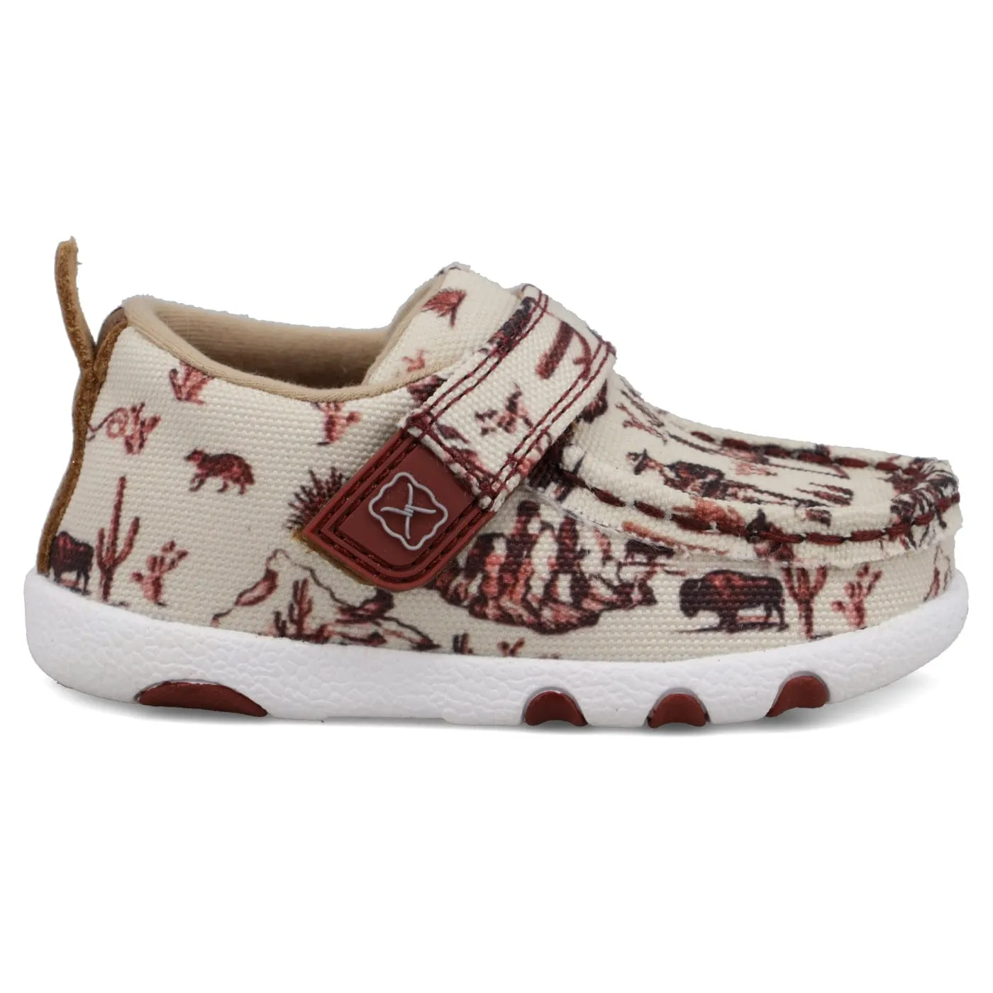 Twisted X Infant Maroon & Ivory Driving Moc Shoe ICA0028