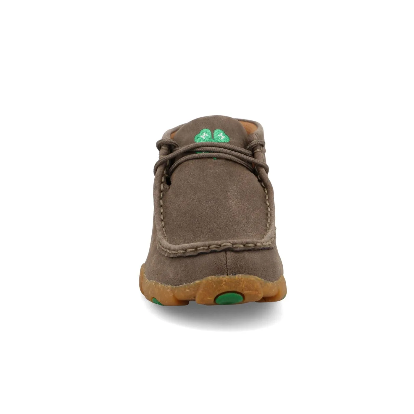 Twisted X Kids Deep Taupe & Kelly Green Chukka Driving Moc Shoe YDM0055