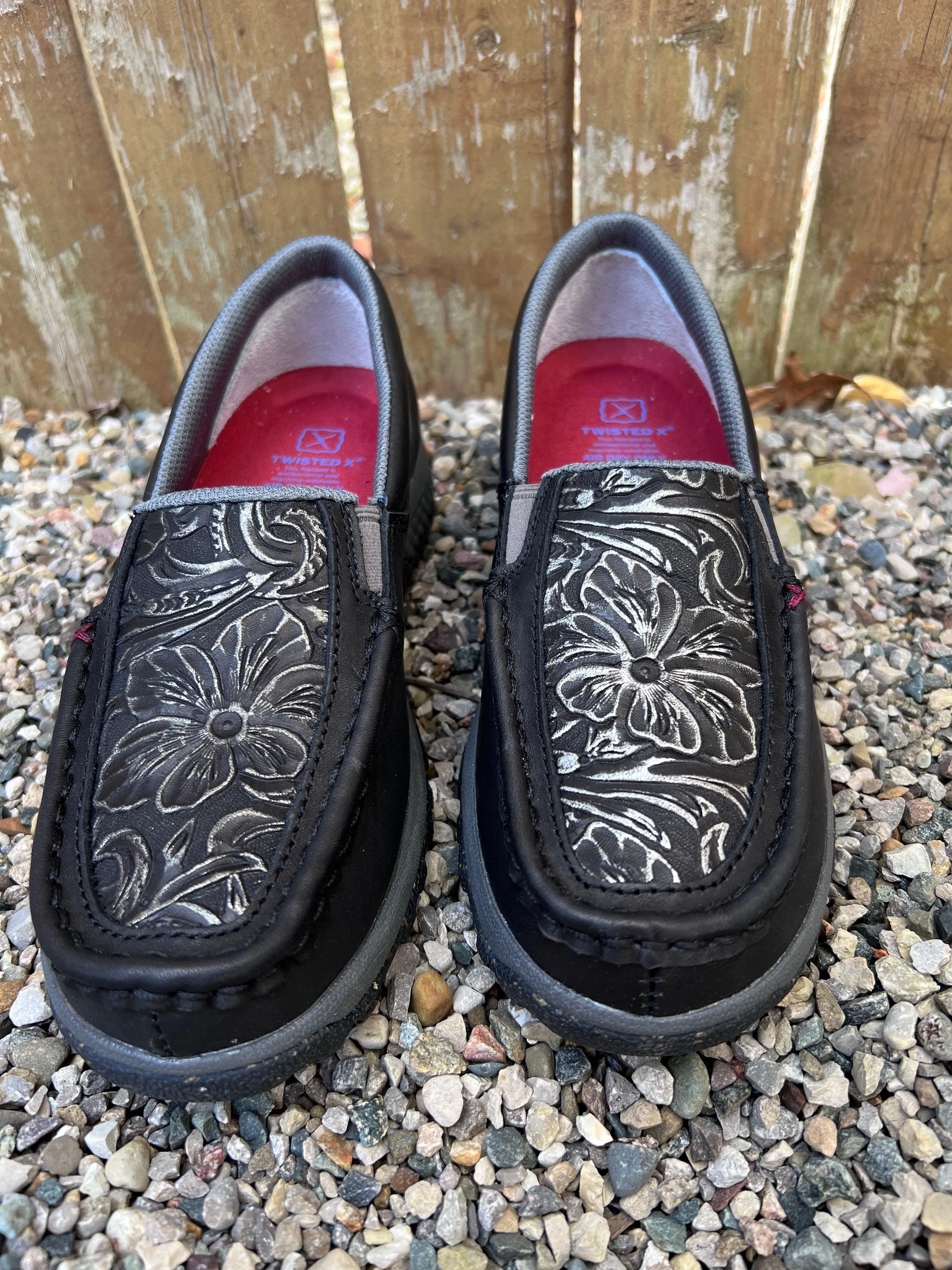 Twisted X Women's Black Tooled Slip On Driving Moc WXC0014