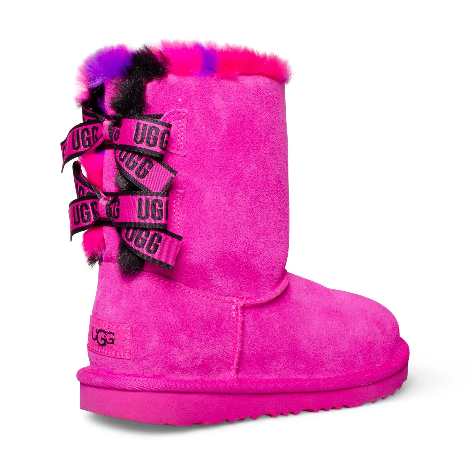 UGG Bailey Bow Plaid Punk Rock Rose Boots - Youth