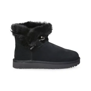 UGG Classic Fluff Pin Mini Black Boots - Women's