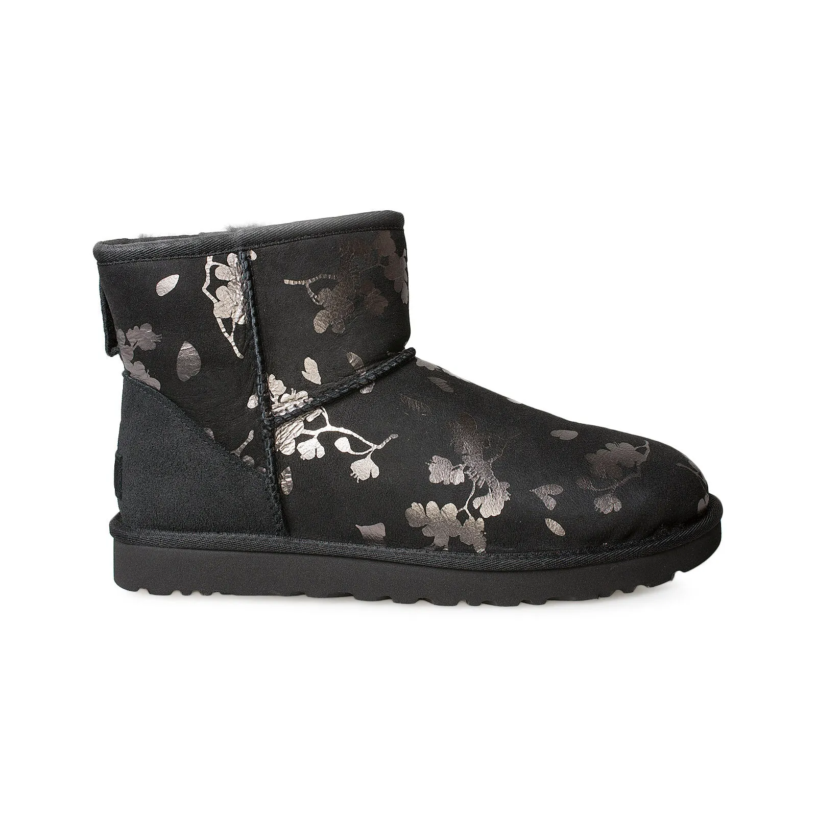 UGG Classic Mini Floral Foil Black Boots - Women's