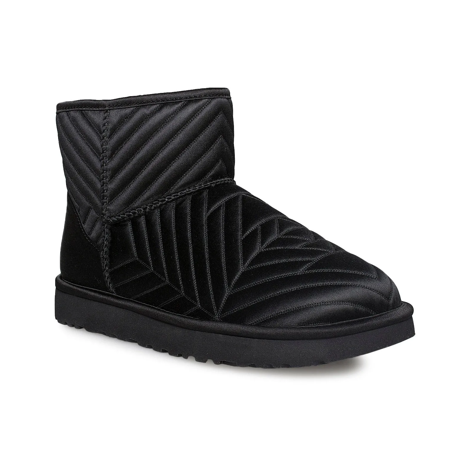 UGG Classic Mini Quilted Satin Black Boots - Women's