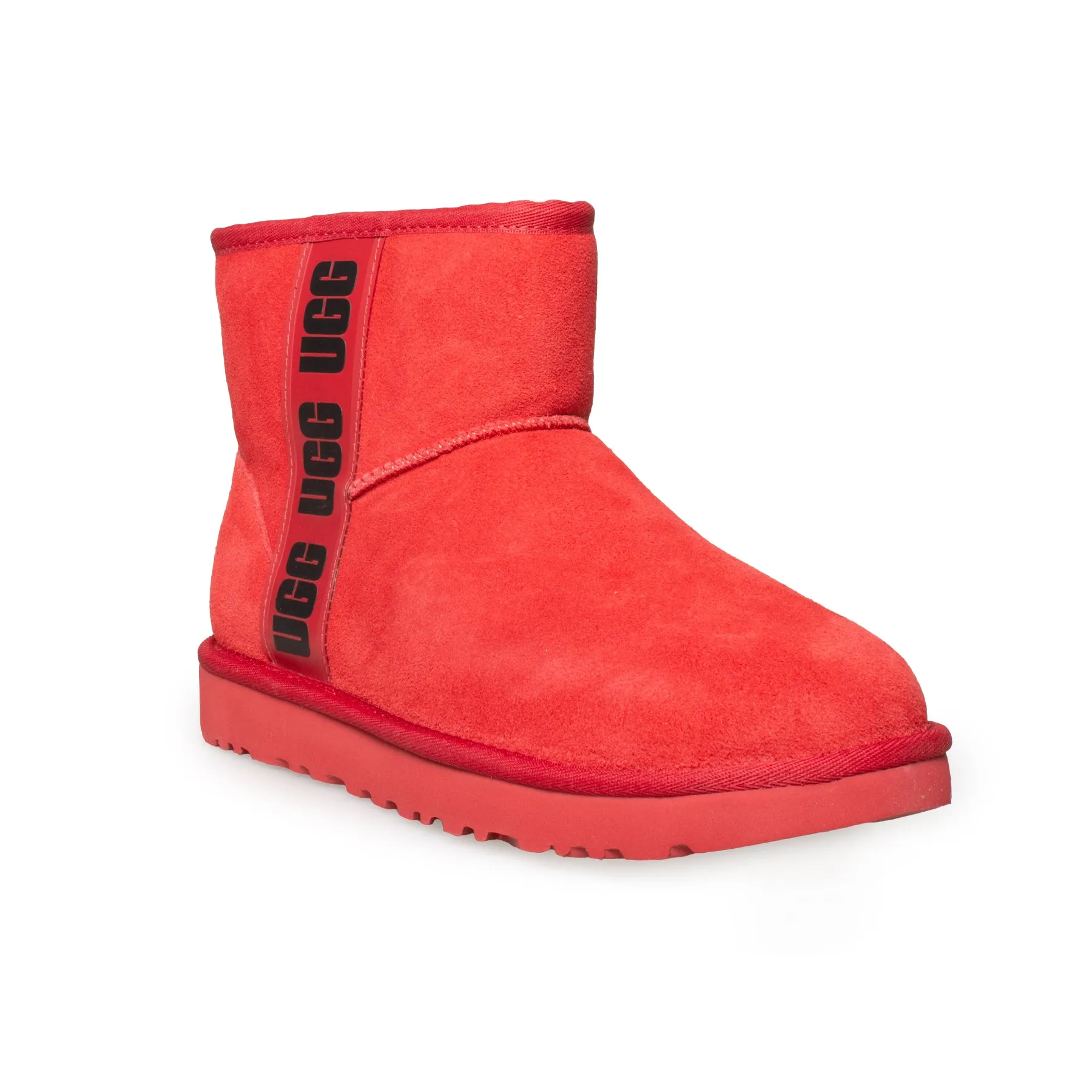 UGG Classic Mini Side Logo Samba Red Black Boots - Women's