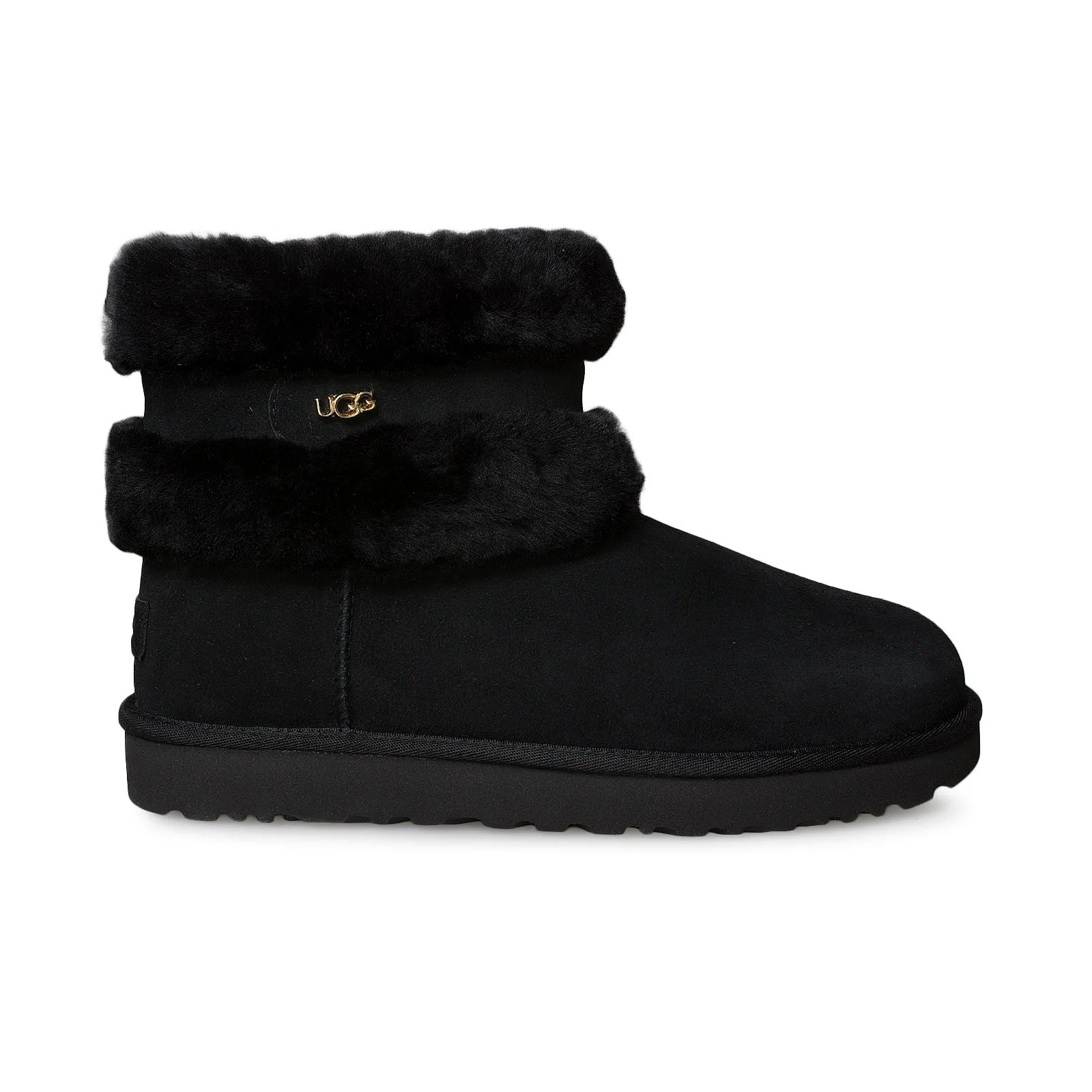 UGG Fluff Mini Belted Black Boots - Women's