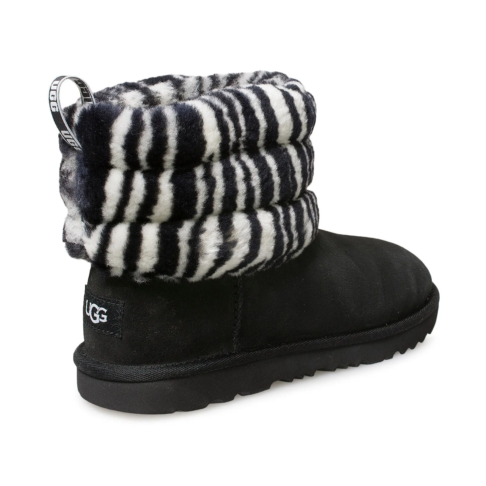 UGG Fluff Mini Quilted Zebra Black White Boots - Women's