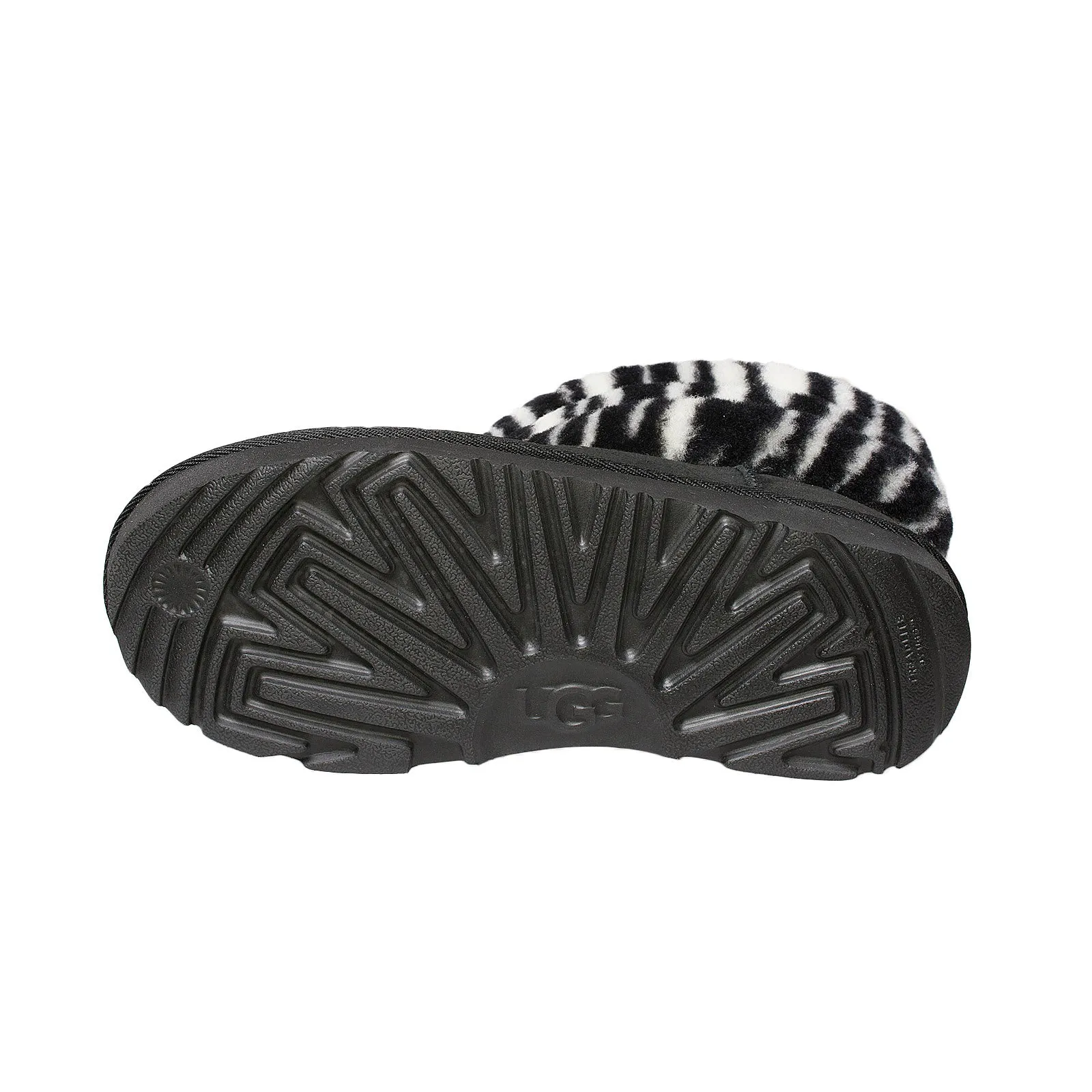 UGG Fluff Mini Quilted Zebra Black White Boots - Youth