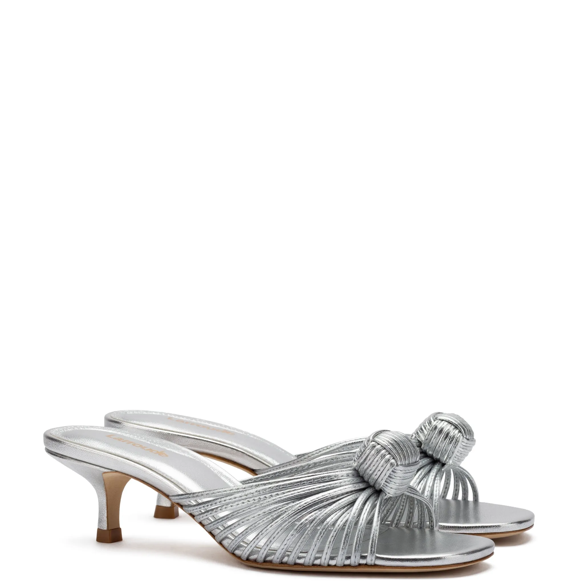 Valerie Mule In Silver Metallic Leather