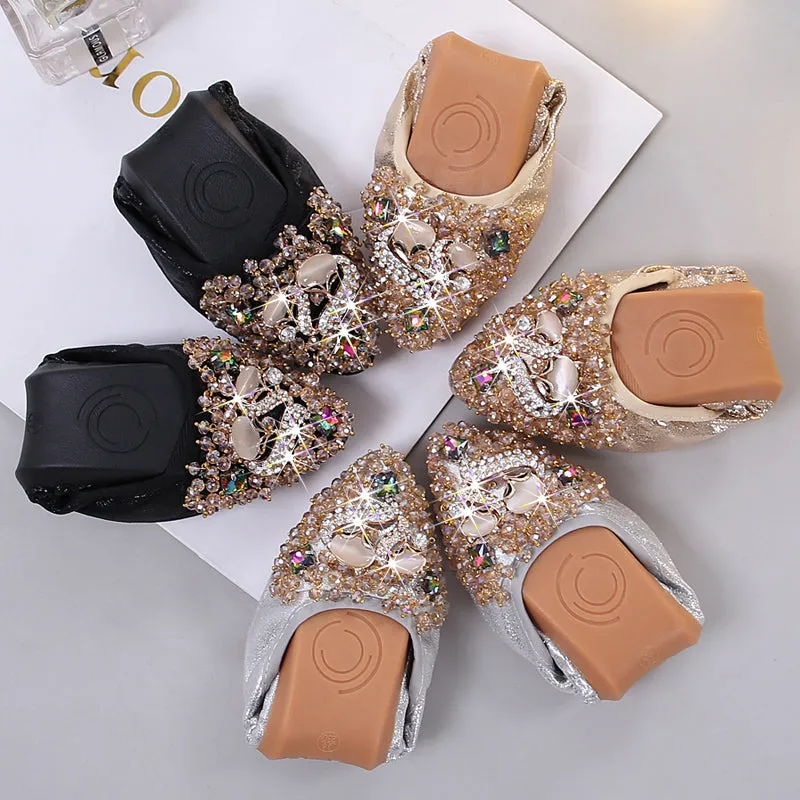 vanccy Rhinestone Flats Casual Comfort Dressy Flats For Wedding Fox Slippers CF306