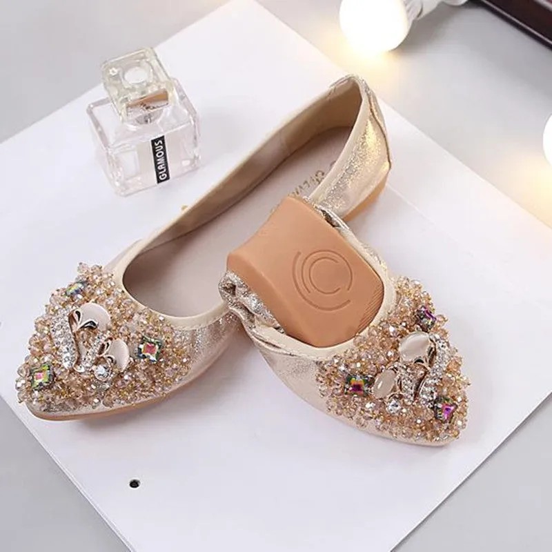 vanccy Rhinestone Flats Casual Comfort Dressy Flats For Wedding Fox Slippers CF306