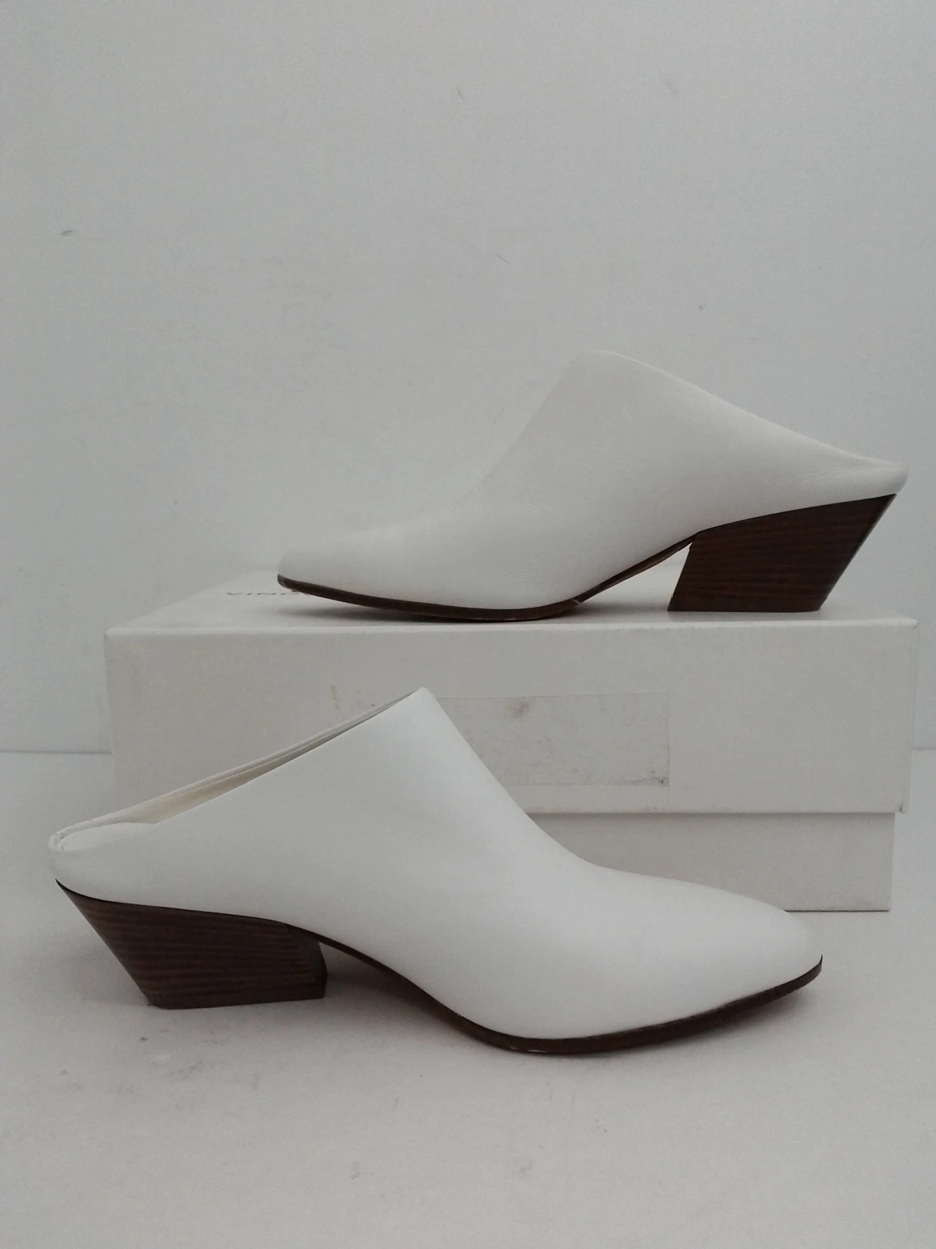 Vince Women's Vigo Optic White Leather Mule Size 5.5 M