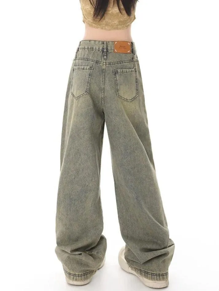 Vintage Distressed Wash Splice Boyfriend Jeans