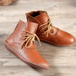 Vintage Soft Leather Ankle Boots