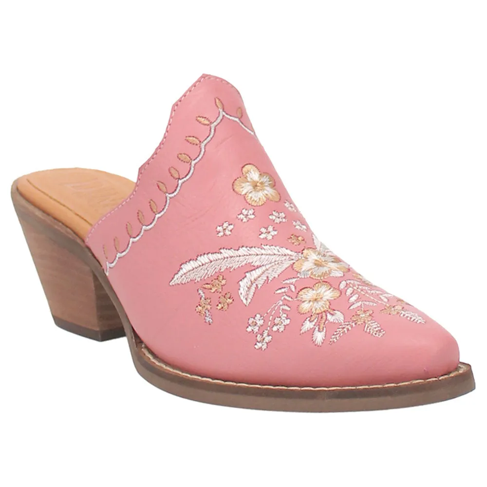 Wildflower Floral Embroidered Round Toe Mule Booties