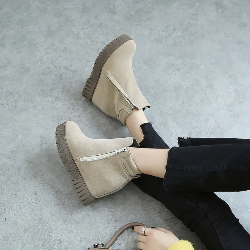 Winter High Heel Increased Platform Wedges Short Boots Women Shoes Ankle Boots