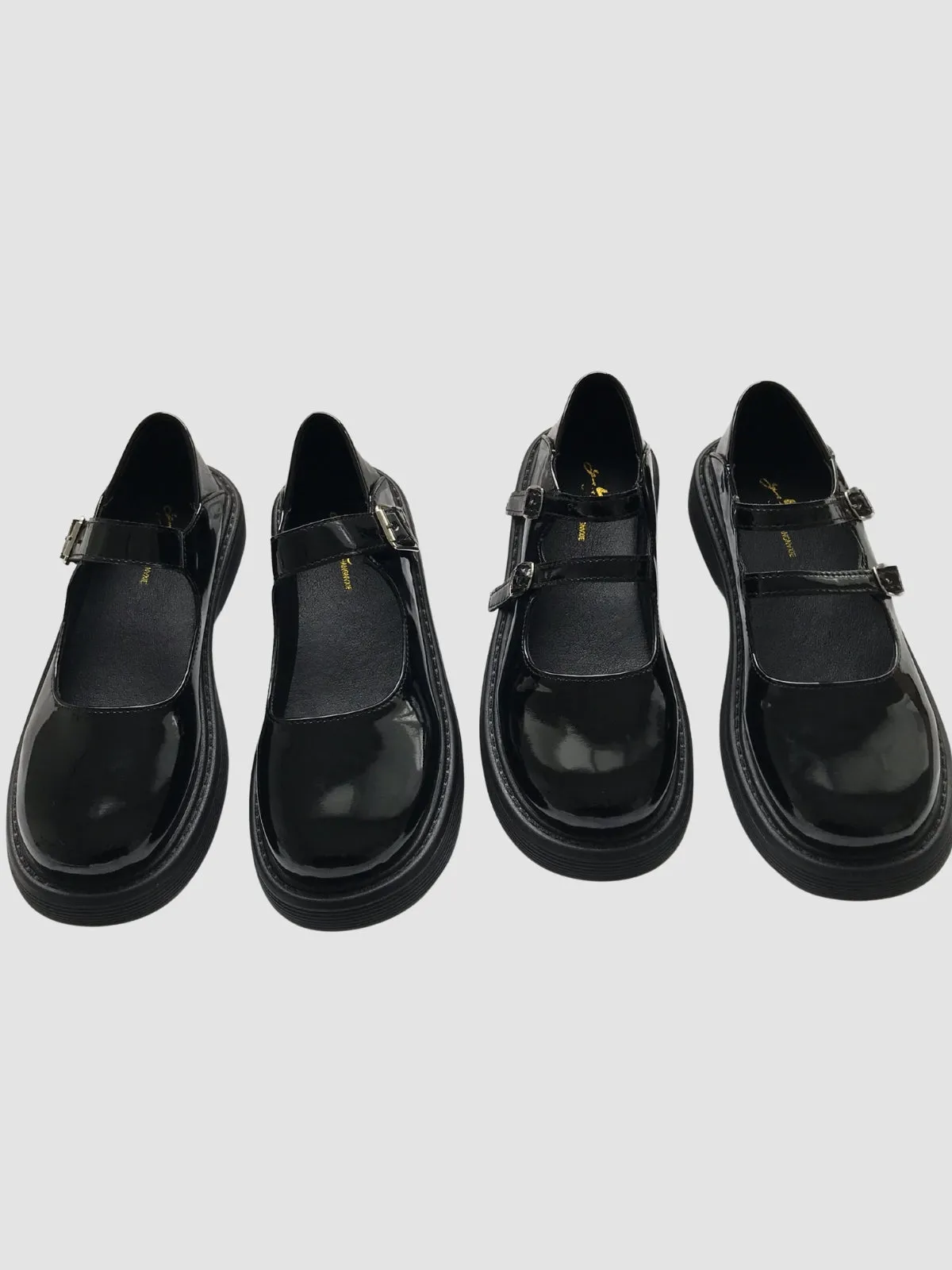 WLS Black British Retro Women Leather Shoes