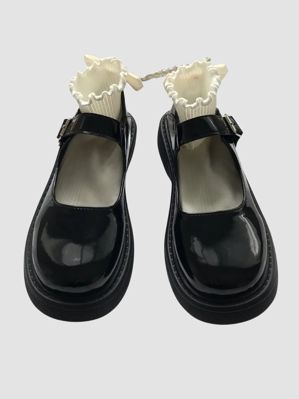 WLS Black British Retro Women Leather Shoes