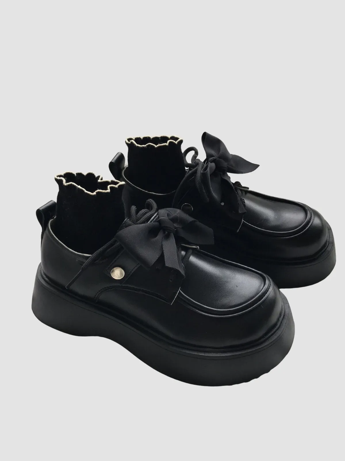 WLS Cute Bow Retro Leather Women Shoes