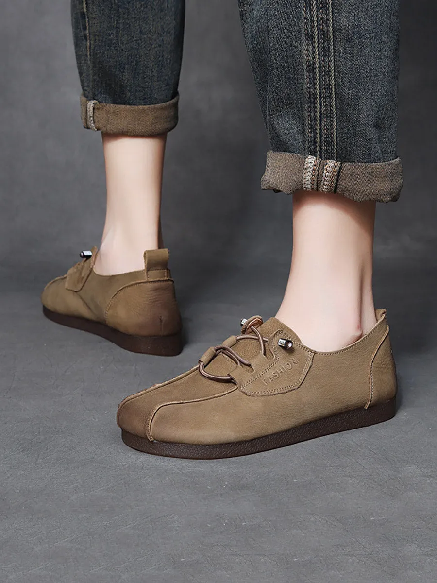 Women Autumn Casual Soft Leather Flat Sport Shoes