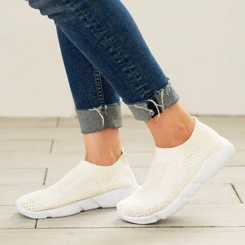 Women Breathable Elastic Cloth Sneakers Platform Slip On Sneakers Plus Size Loafers