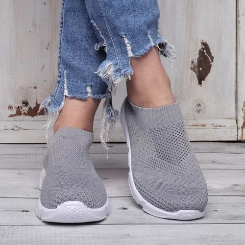 Women Breathable Elastic Cloth Sneakers Platform Slip On Sneakers Plus Size Loafers