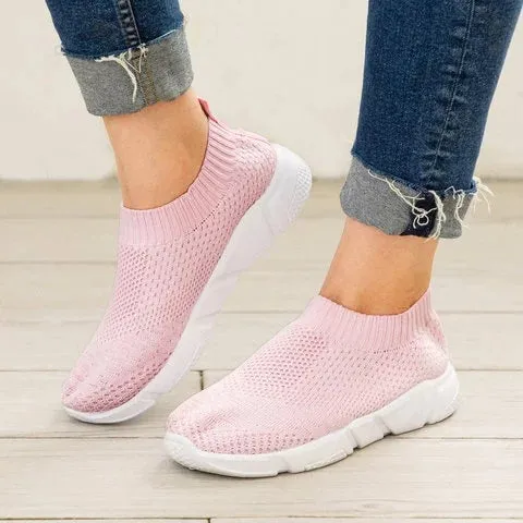 Women Breathable Elastic Cloth Sneakers Platform Slip On Sneakers Plus Size Loafers