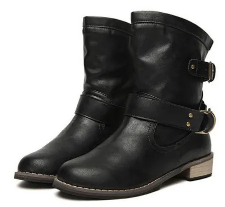 Women's ankle boots solid color motorcycle  classic style- women shoes