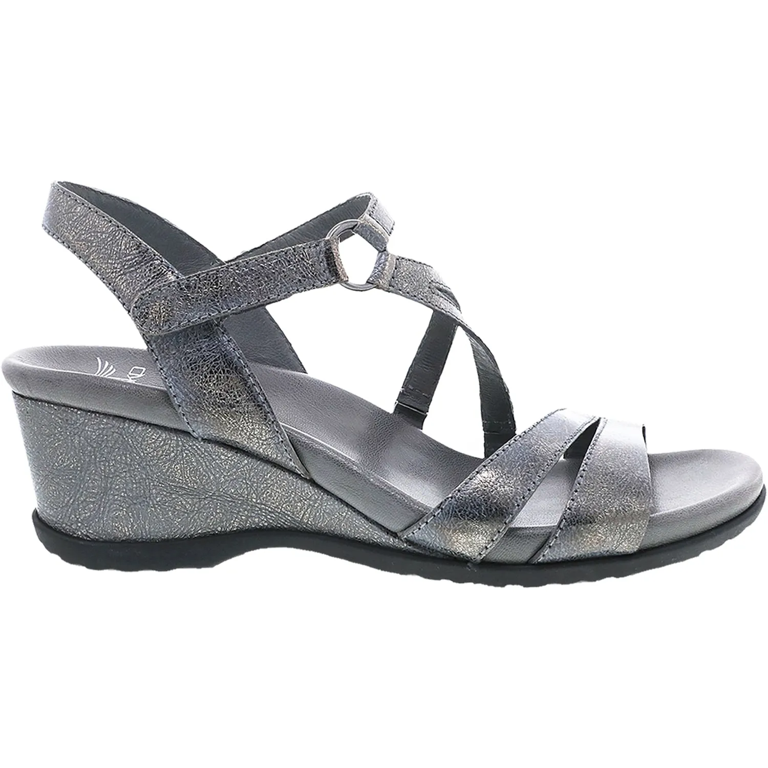 Women's Dansko Addyson Pewter Metallic Distressed Leather