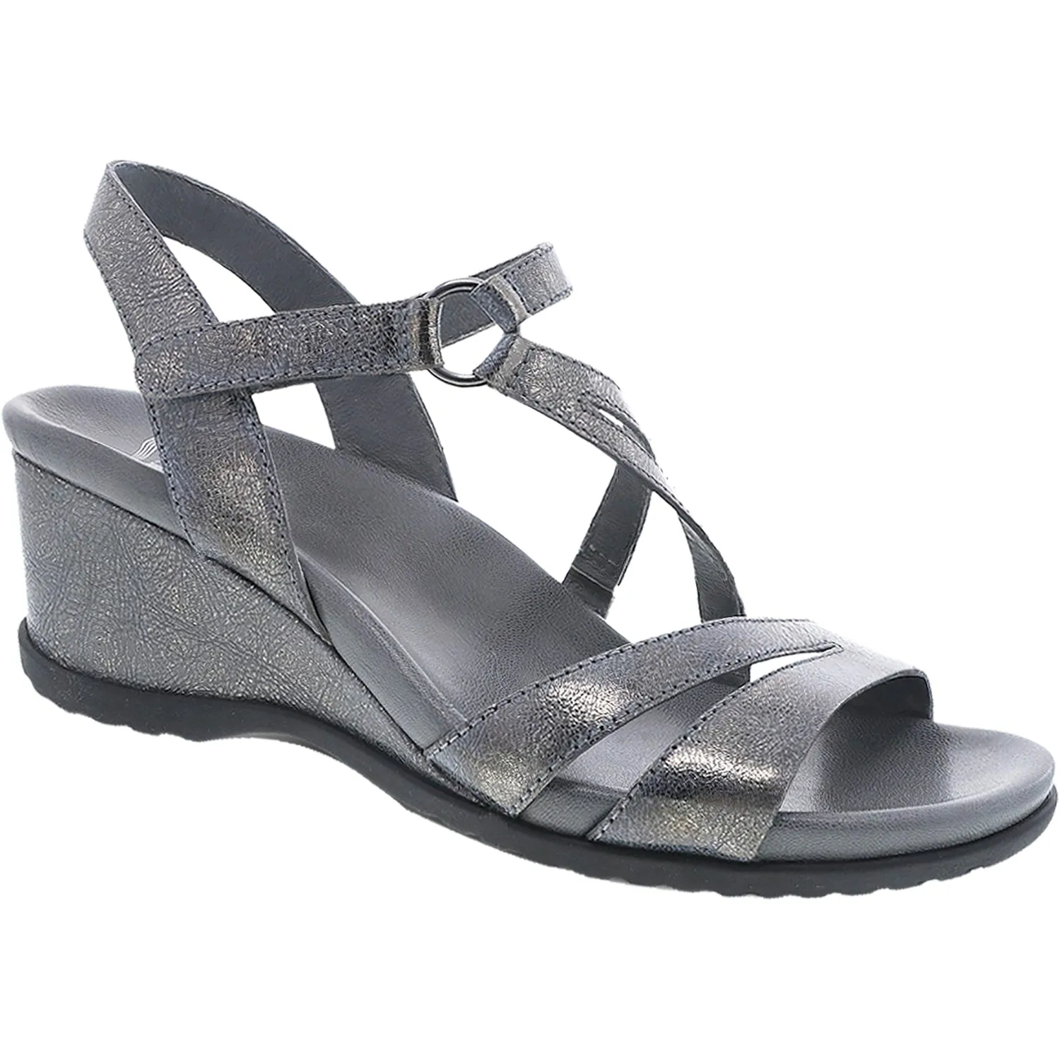 Women's Dansko Addyson Pewter Metallic Distressed Leather