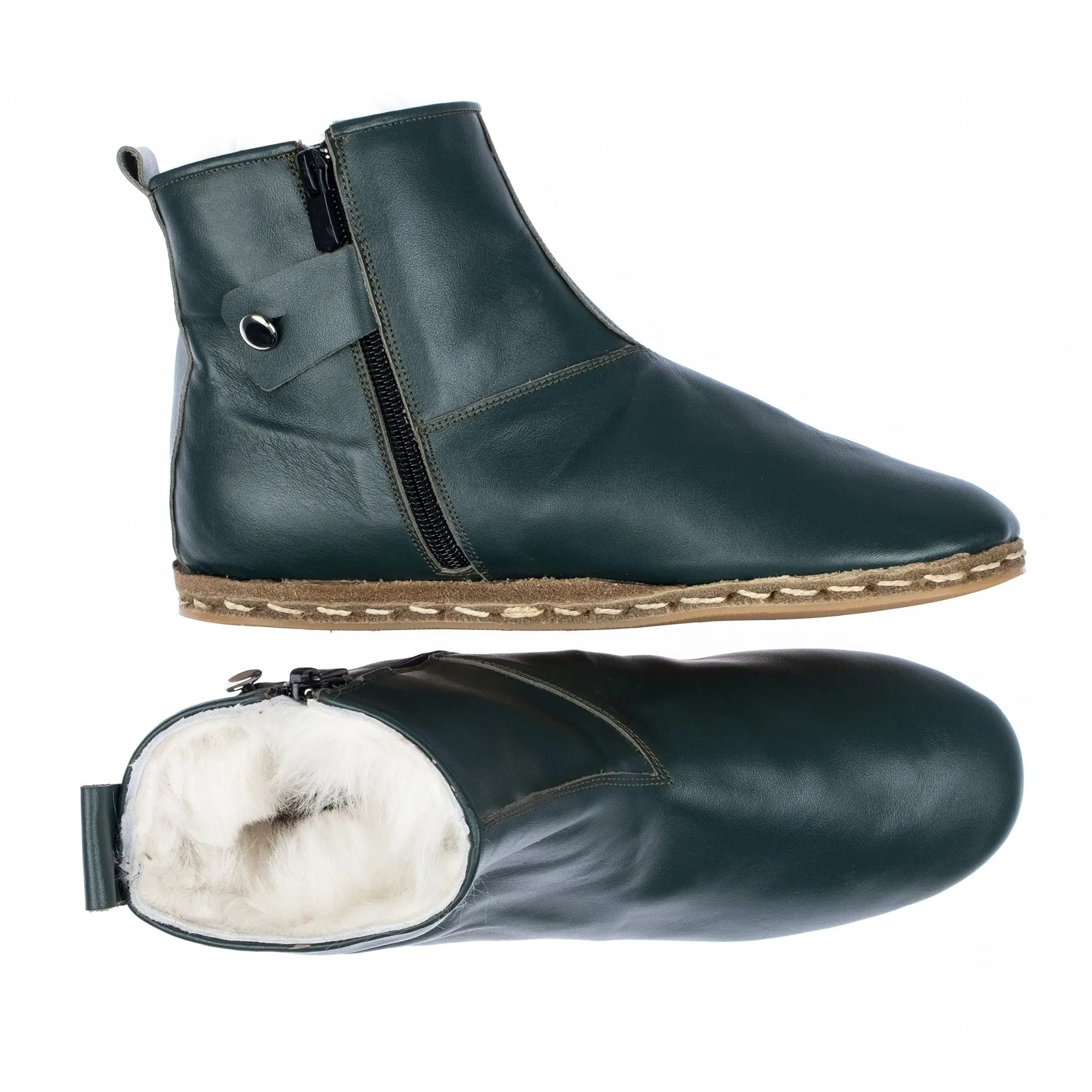 Women's Green Shearling Boots