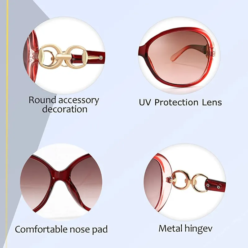 Women's Retro Oversized Sunglasses Designer Oval Eyewear