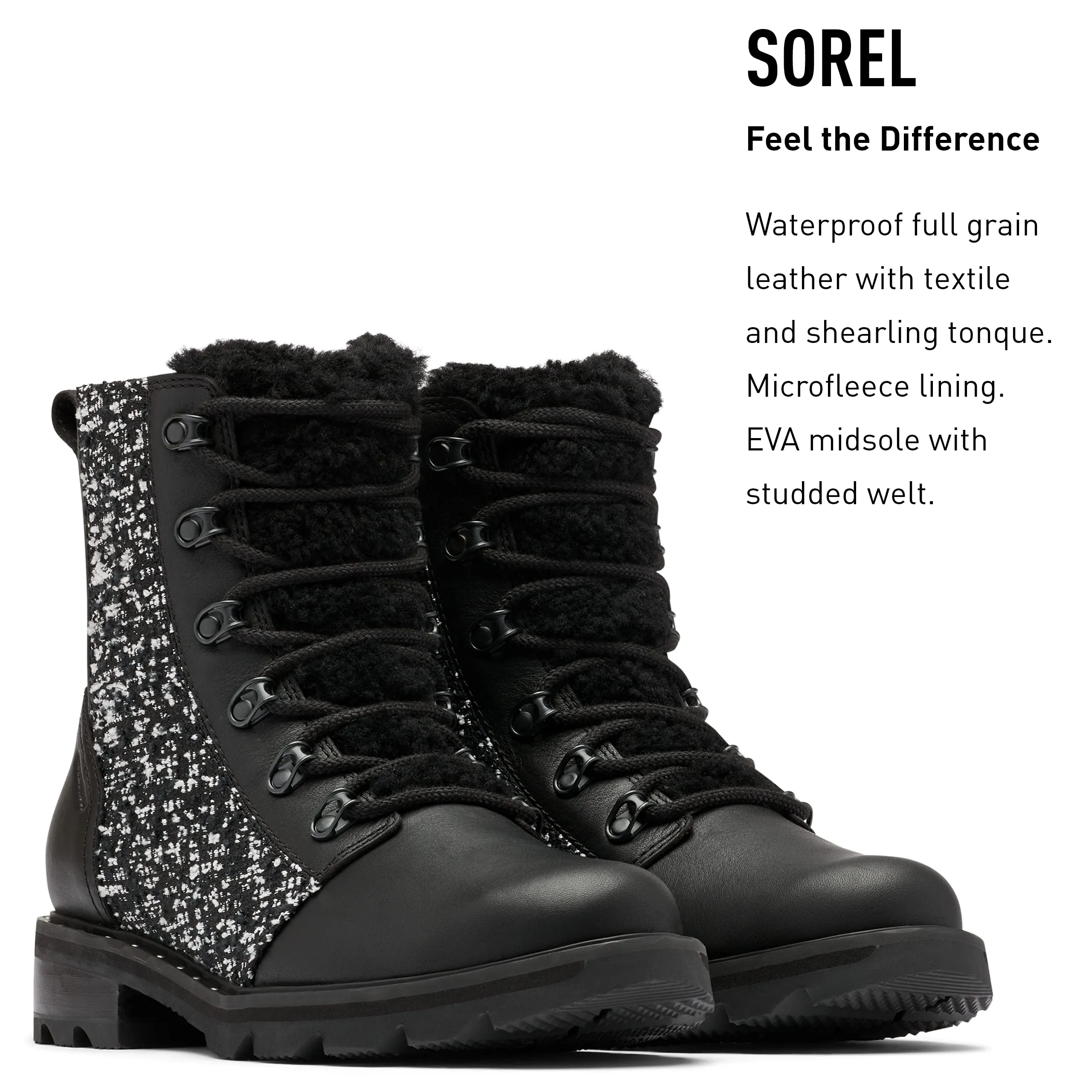 Women's Shoes Sorel LENNOX LACE COZY Winter Waterproof Boots 1977391010 BLACK