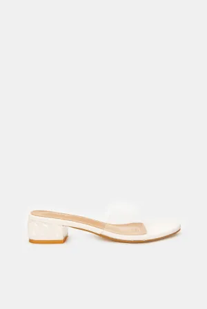 Womens White Vinyl Mule