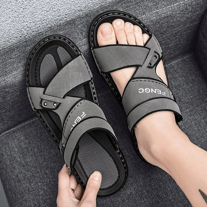 xiangtuibao sandals leather for men  driving shoes beach Fashion Non Slip high quality Slippers casual outdoor Sandals leather