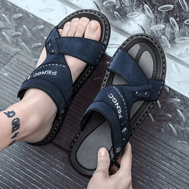 xiangtuibao sandals leather for men  driving shoes beach Fashion Non Slip high quality Slippers casual outdoor Sandals leather