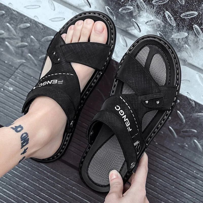 xiangtuibao sandals leather for men  driving shoes beach Fashion Non Slip high quality Slippers casual outdoor Sandals leather